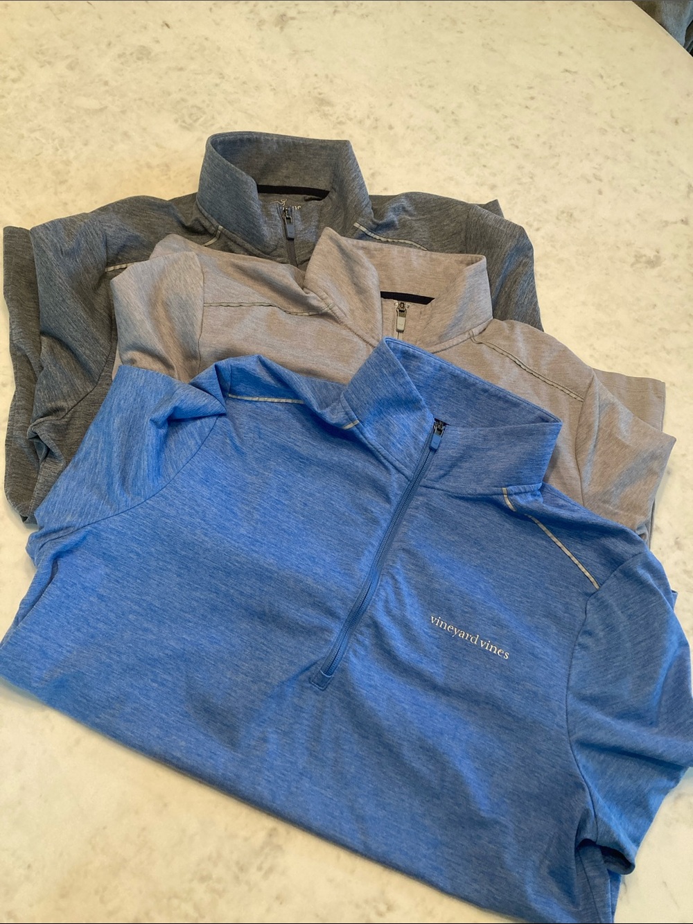 Vineyard Vines Heathered Blue Quarter-Zip Performance Pullover